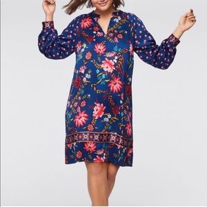 Loft floral satin shift  dress size S petite